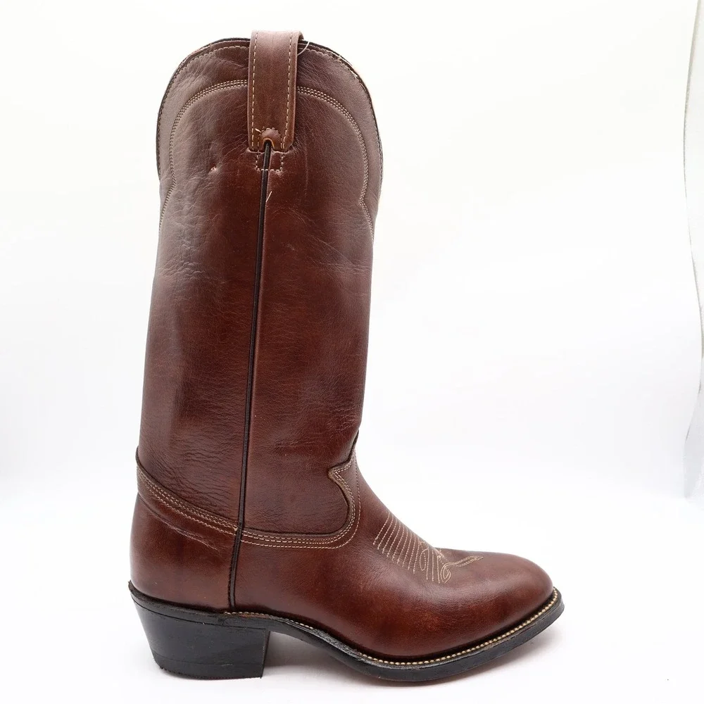 Laredo Vintage 90s Western Boots Mens 9 D Chocolate Brown Leather 2723 NIB